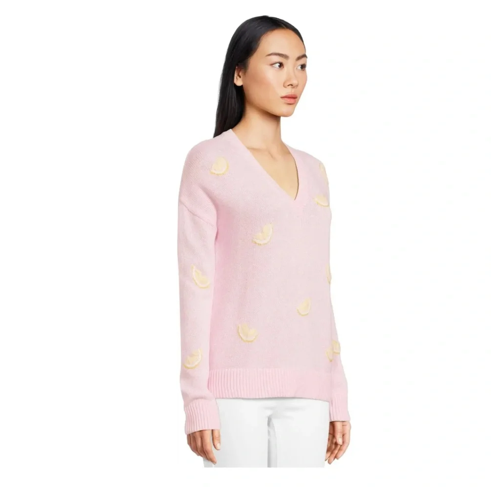 NWT Lilly Pulitzer Pink Lemon V-Neck Sweater - Picture 4 of 11